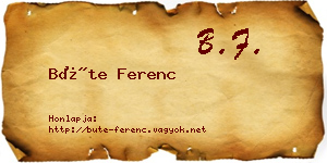 Büte Ferenc névjegykártya